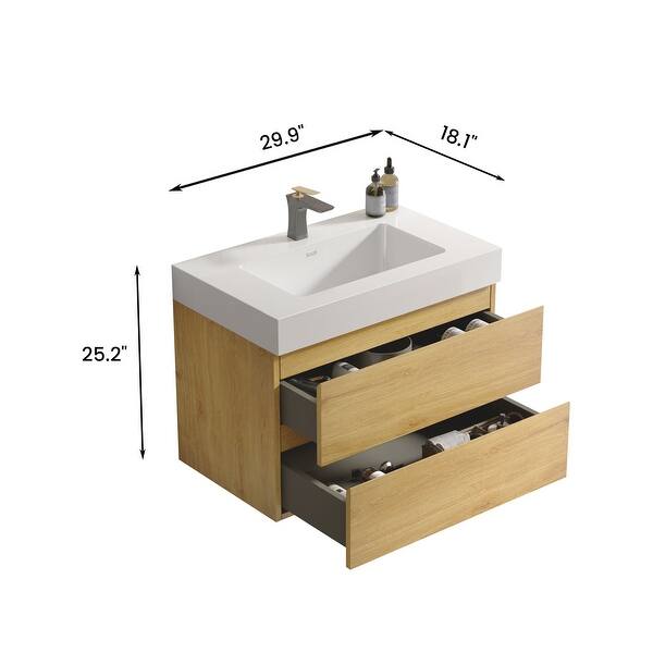 30" Bathroom Vanity with Sink, Large Storage Wall Mounted Floating